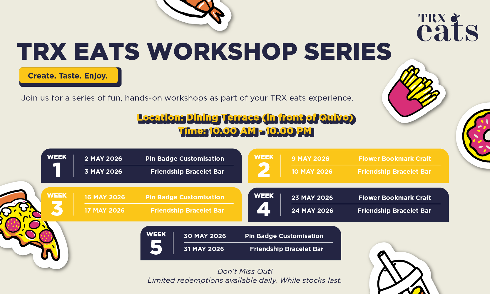 TRX Eats | Weekend Workshops Image